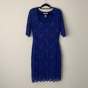 Badgley Mischka Royal Blue Flower Lace Dress